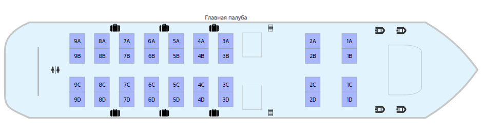Схема палуб теплохода Бирюса (СВП)
